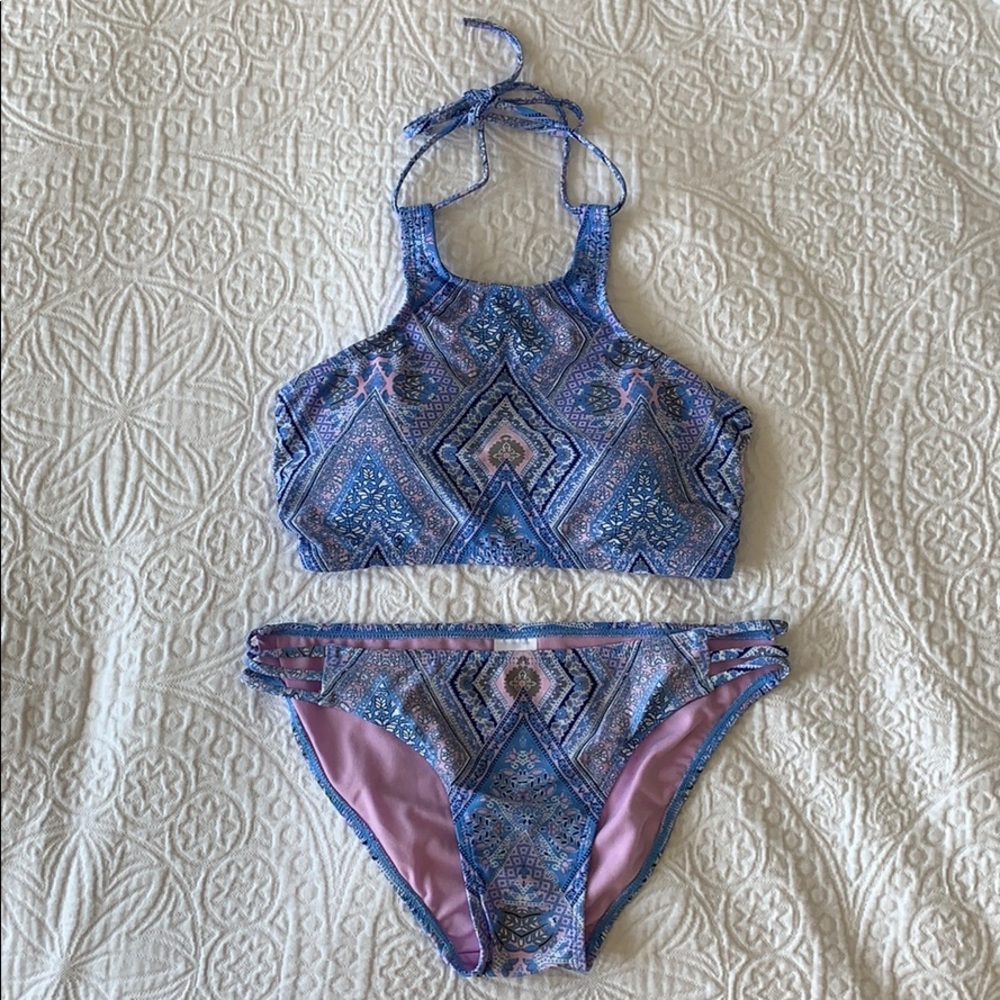 Xhilaration Blue and Purple Geometric Bikini